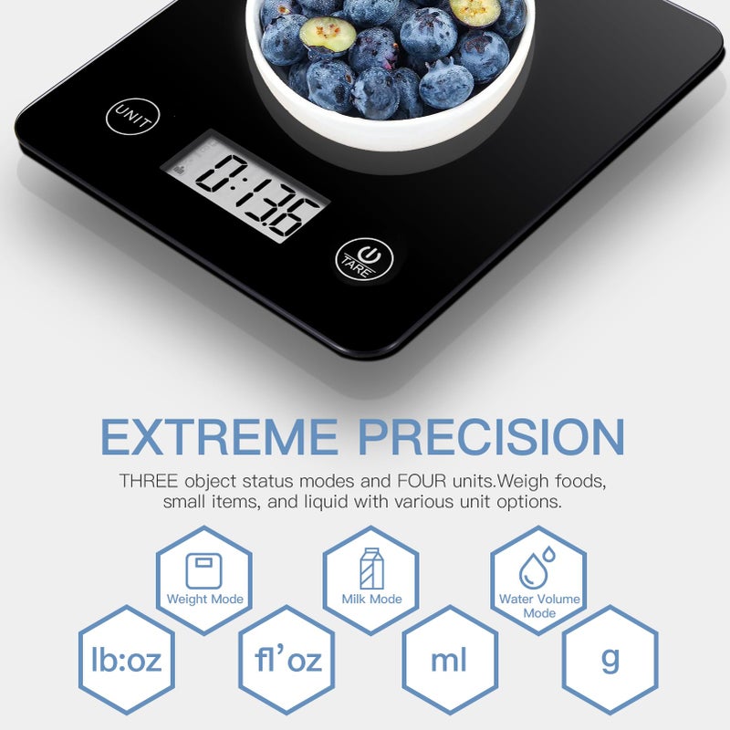 Geek Chef Digital Scale with App, Scale for Food Weight, Smart Food Nutrition Scale, Digital Kitchen Scales, Cooking Tool of Kitchen,1 lb/oz Black Glass - Image 2