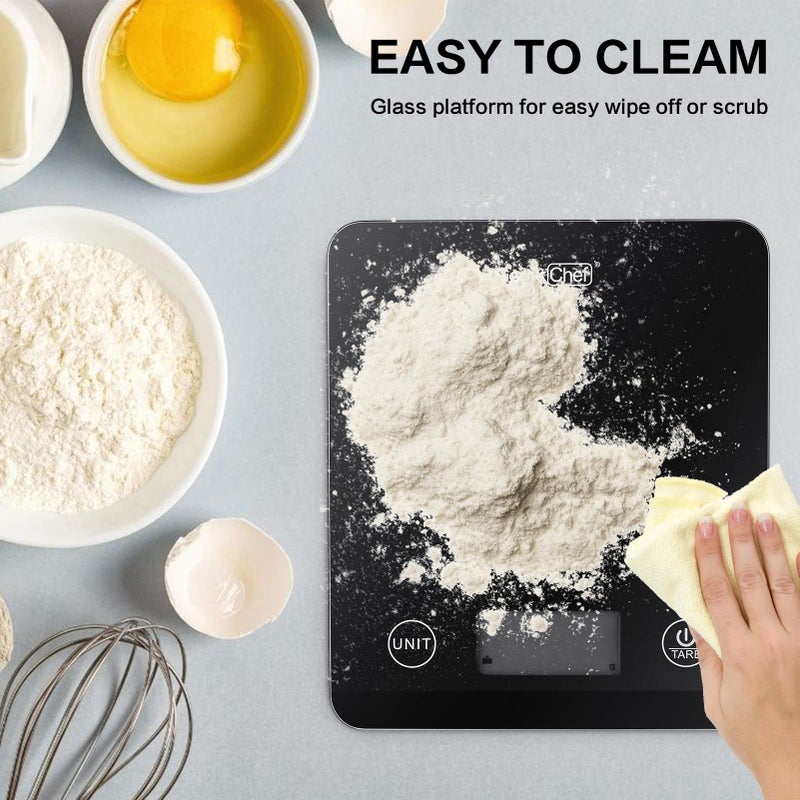 Geek Chef Digital Scale with App, Scale for Food Weight, Smart Food Nutrition Scale, Digital Kitchen Scales, Cooking Tool of Kitchen,1 lb/oz Black Glass - Image 5