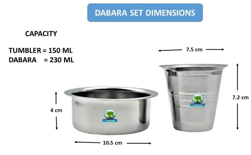 CooPany صانعة القهوة الفلتر الجنوبية الهندية من كوو باني® من الفولاذ المقاوم للصدأ 150 مل (2 إلى 3 أكواب) ومجموعة 3 من مجموعات دابارا القهوة التقليدية من كومباكونام (كوب 150 مل، دابارا 230 مل) - Image 4
