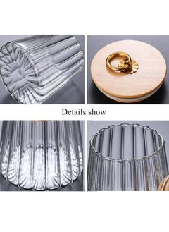 Excefore Glass Coffee Nuts Canister Airtight Storage Jar Petal Decorative Container with Bamboo Lid Metal Handle Easy to Grasp 700ml (23oz)  - Image 5