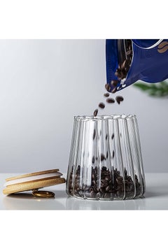Excefore Glass Coffee Nuts Canister Airtight Storage Jar Petal Decorative Container with Bamboo Lid Metal Handle Easy to Grasp 700ml (23oz)  - Image 3