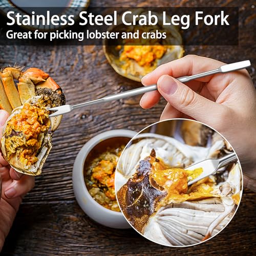 suoundey Seafood Cracker Tool Set With Lobster Sheller Stainless Steel Crab Crackers Crab Leg Fork Seafood Scissors And Storage Bag, Crab Leg Pick Utensils Set Crab Eating Tools (9Pcs) - Image 5