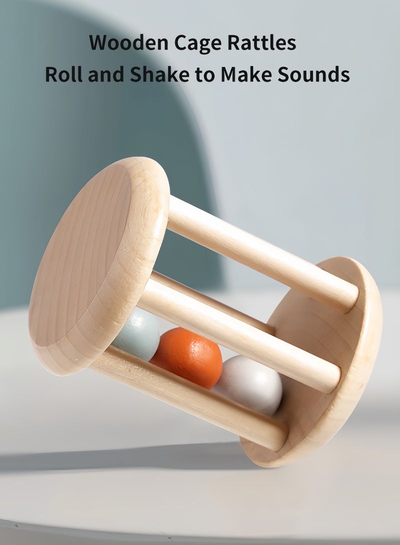 فيساليا ألعاب أطفال، مجموعة خشخيشة مونتيسوري خشبية - 5 قطع ألعاب حسية خشبية طبيعية للأطفال من عمر 36 شهراً فما فوق، تطوير مبكر وهدية استقبال المولود - Image 2