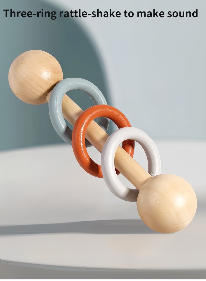فيساليا ألعاب أطفال، مجموعة خشخيشة مونتيسوري خشبية - 5 قطع ألعاب حسية خشبية طبيعية للأطفال من عمر 36 شهراً فما فوق، تطوير مبكر وهدية استقبال المولود - Image 3