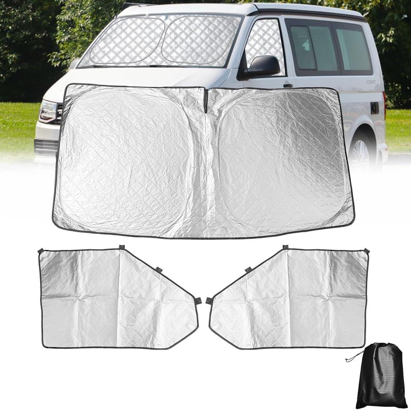 LC-AUTO Thermal Windscreen Cover for VW T5 T6 - 3PCS Magnetic Internal Thermal Blinds - Image 1