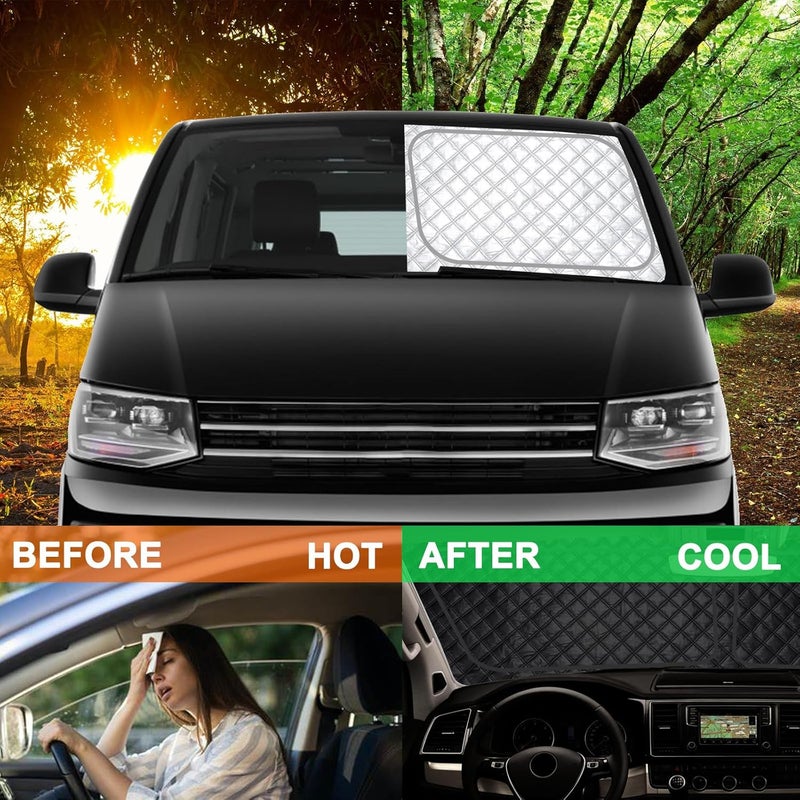 LC-AUTO Thermal Windscreen Cover for VW T5 T6 - 3PCS Magnetic Internal Thermal Blinds - Image 3