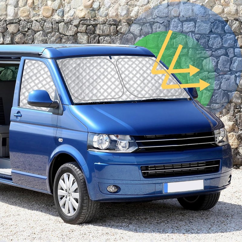 LC-AUTO Thermal Windscreen Cover for VW T5 T6 - 3PCS Magnetic Internal Thermal Blinds - Image 4