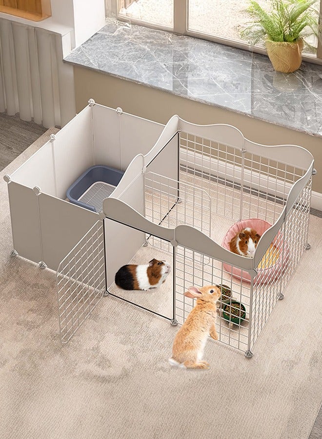 شو وو حظيرة لعب الحيوانات الصغيرة 122x70x53 سم، سياج أرانب محمول داخلي من الأسلاك المعدنية سياج الفناء قفص خنزير غينيا حظيرة لعب معدنية للأرانب شينشيلا الهامستر جرو قطة صغيرة مع 12 لوحة، أبيض - Image 1