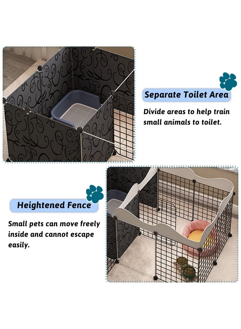 شو وو حظيرة لعب الحيوانات الصغيرة 122x70x53 سم، سياج أرانب محمول داخلي من الأسلاك المعدنية سياج الفناء قفص خنزير غينيا حظيرة لعب معدنية للأرانب شينشيلا الهامستر جرو قطة صغيرة مع 12 لوحة، أبيض - Image 3