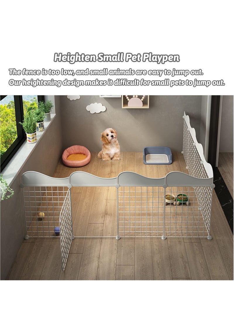 شو وو حظيرة لعب الحيوانات الصغيرة 122x70x53 سم، سياج أرانب محمول داخلي من الأسلاك المعدنية سياج الفناء قفص خنزير غينيا حظيرة لعب معدنية للأرانب شينشيلا الهامستر جرو قطة صغيرة مع 12 لوحة، أبيض - Image 5