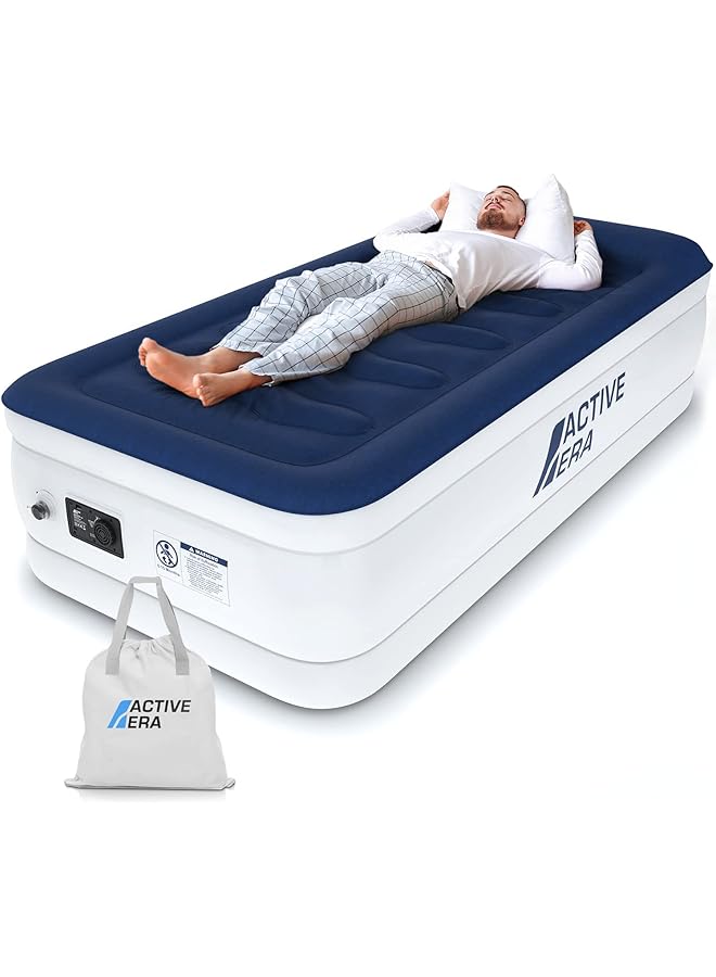 ACTIVE ERA Luxury Single Size Inflatable Mattress Elevated Air Mattress with Built in Pump Raised Pillow & Structured I Beam Technology - Image 1