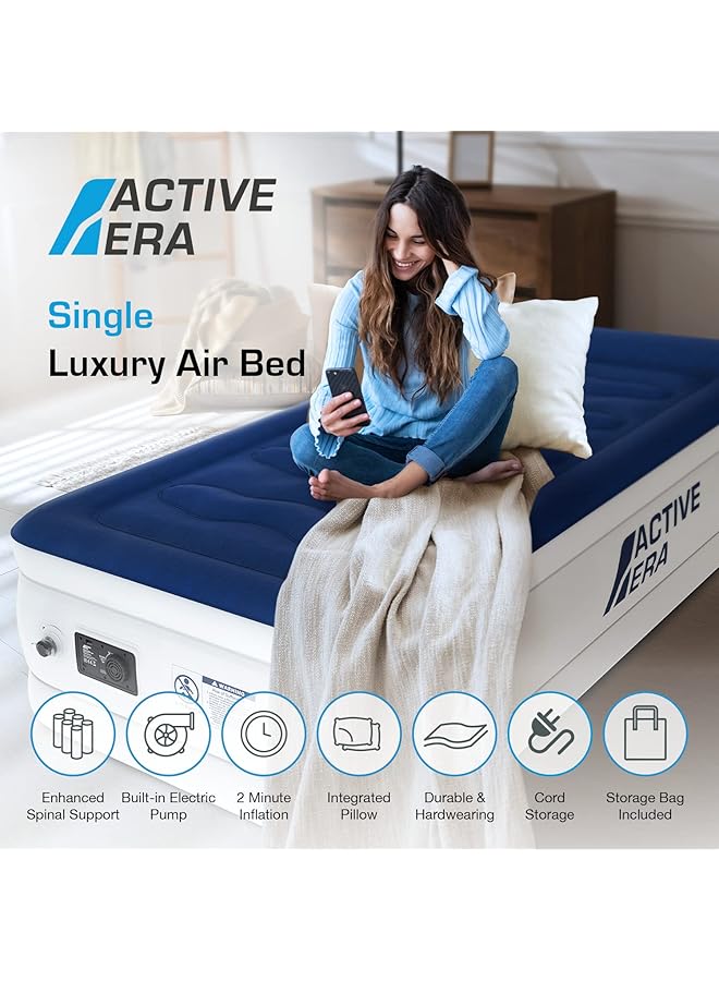 ACTIVE ERA Luxury Single Size Inflatable Mattress Elevated Air Mattress with Built in Pump Raised Pillow & Structured I Beam Technology - Image 2