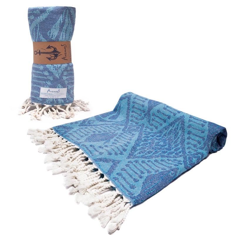 ANEMOSS Sail Patterned Turkish Peshtemal, 100% Cotton, Free of Microfiber, Synthetic and Polyester, Soft, Quick Dry, Versatile Beach, Pool and Bath Peshtemal, for Kids and Adults, 39x70 inch - Image 3