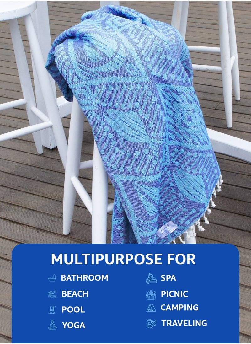 Anemoss Turkish Peshtemal Bath Towel, Large Size 100x180cm, Sail Pattern Design, 100% Cotton Soft & Quick Dry Material, Versatile Use for Beach, Pool and Bath, Peshtemal Bath Towel  - Image 4