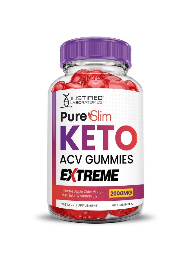 Justified Laboratories (2 Pack) Pure Slim Keto ACV Gummies Extreme 2000MG PureSlim Keto Gummies Advanced Formula Apple Cider Vinegar with Pomegranate Beet Juice Powder B12 Vegan Non GMO 120 Gummys - Image 3