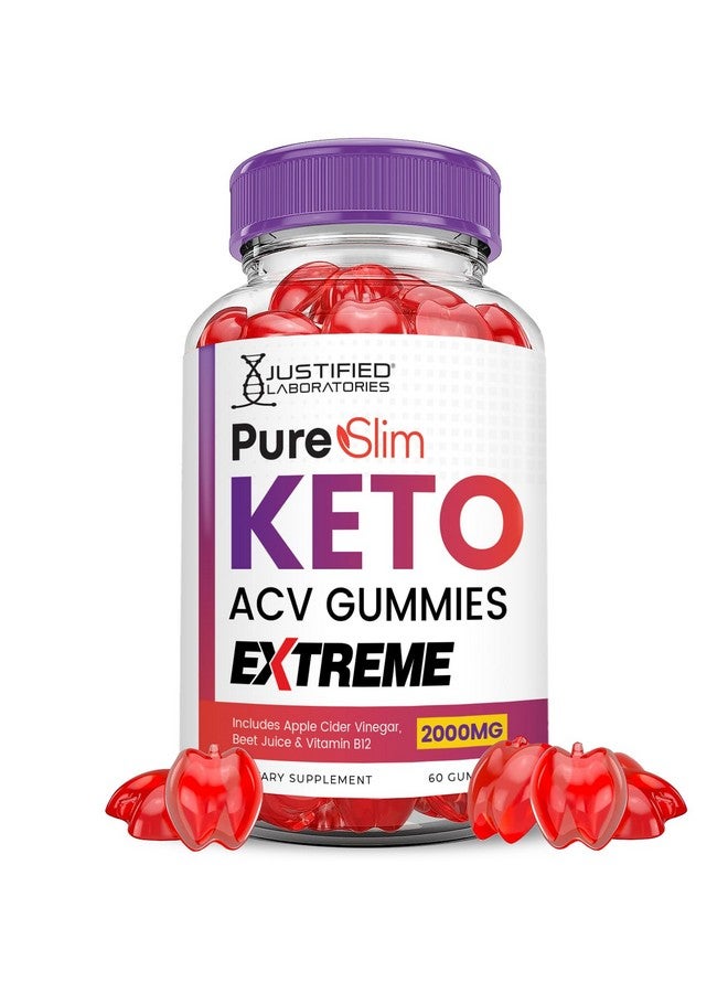 Justified Laboratories (2 Pack) Pure Slim Keto ACV Gummies Extreme 2000MG PureSlim Keto Gummies Advanced Formula Apple Cider Vinegar with Pomegranate Beet Juice Powder B12 Vegan Non GMO 120 Gummys - Image 2
