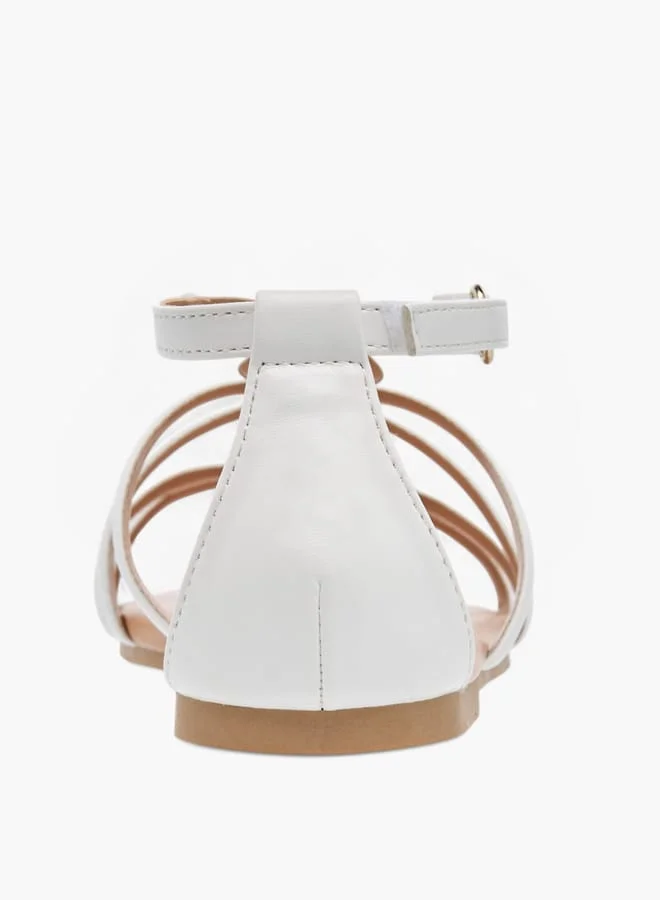 Little Missy Girls Strappy Sandals With Hook And Loop Closure