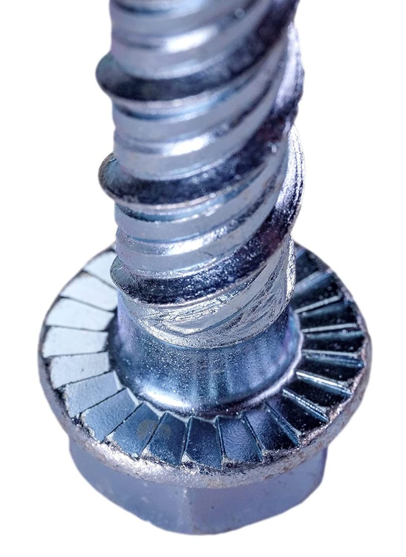 CONFAST ® LDC38212 3/8" x 2-1/2" Zinc Plated Large Diameter Concrete Screw for Anchoring to Masonry, Brick or Block (25 per Box) - Image 3