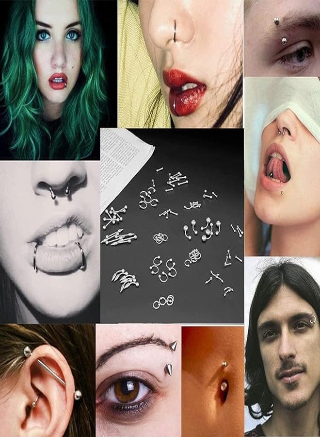 KRYSTALZ مجموعة كريستالز لثقب الجسم من الفولاذ الجراحي للجنسين، 12 قطعة، أقراط للأنف والأذن من الفولاذ المقاوم للصدأ 316L - Image 2