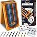 Queensell Cribbage Board Game Set with Storage Classic Game Travel Cribbage Board with Wooden Card Storage for Adults Kids Ideal for Game Night - Image 3