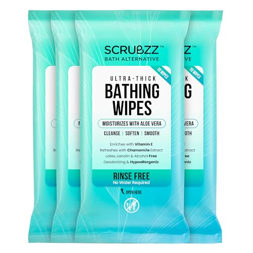 scrubzz Extra Large Bath Wipes for Adults No Rinse - 40 Disposable Body Cleansing Cloths for Men, Women & Elderly - Great for Gym, Camping, Post Surgery - Image 1