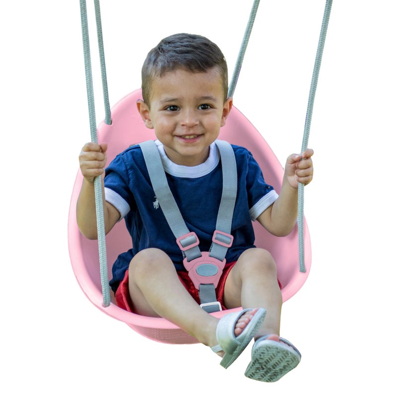 Swurfer Coconut Toddler Swing Comfy Baby Swing Outdoor 3Point Adjustable Safety Harness Secure Safe Quick Click Locking System BlisterFree Rope Easy Installation Ages 636 Months Rose Pink - Image 2