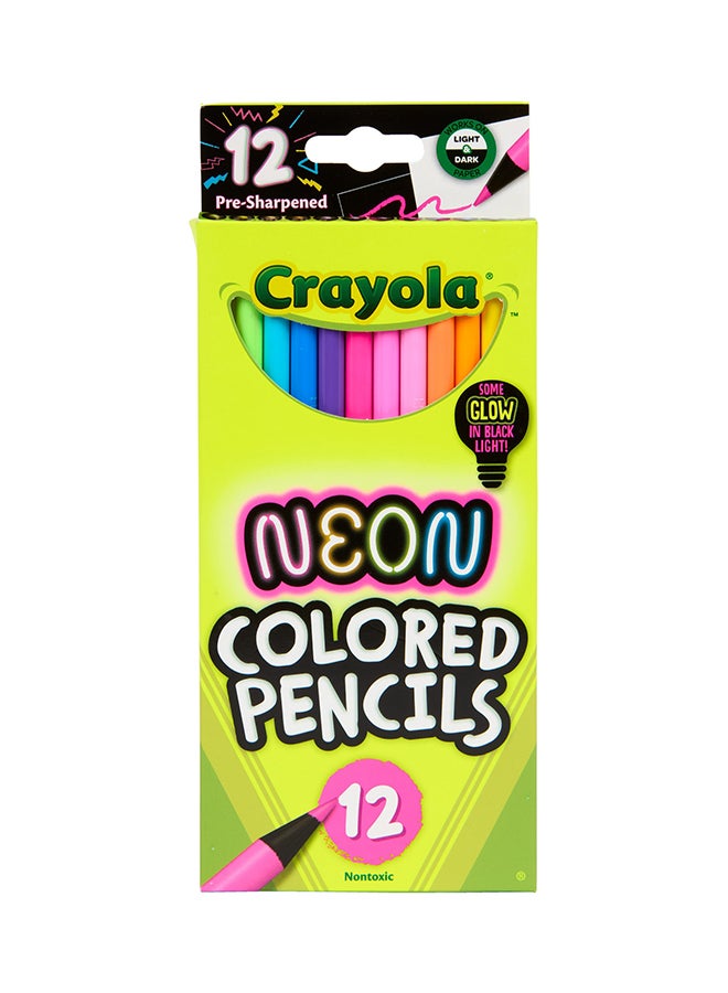 Crayola Neon Colored Pencils – 12 Vibrant Fluorescent Colors That Glow Under Black Light | Pre-Sharpened, Durable & Non-Toxic Art Pencils for Kids and Artists - Image 1