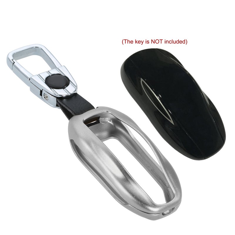 Aluminum Key Fob Cover Case Key Protection Shell with Key Chain Replacement for Tesla Model 3 / S - Image 3