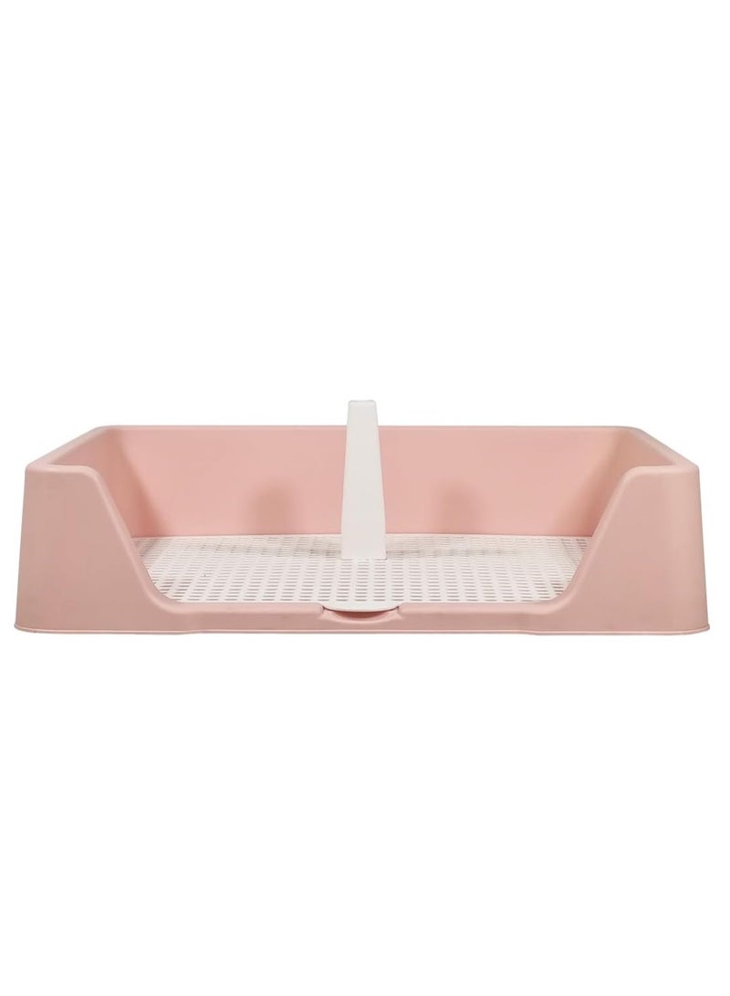 Dog potty tray with Column design, Detachable grid, Leak-proof and Durable plastic toilet, 50 cm pet toilet for medium & large dogs, Raised fence and Ideal for indoor/outdoor use, (Pink)
