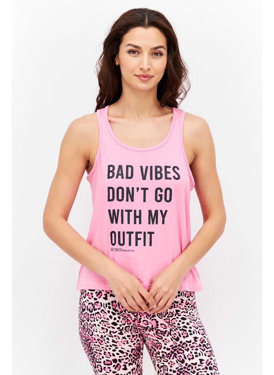 BCBGeneration Women 2 Pcs Graphic Print Pyjamas Set, Pink  - Image 3