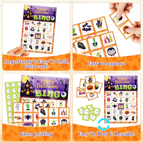 OHOME Halloween Games - Halloween Bingo for Kids | Halloween Party Favors - 24 Players Halloween Toys Gifts Party Supplies | Halloween Crafts Accessories Treats Activities for Family - Image 4