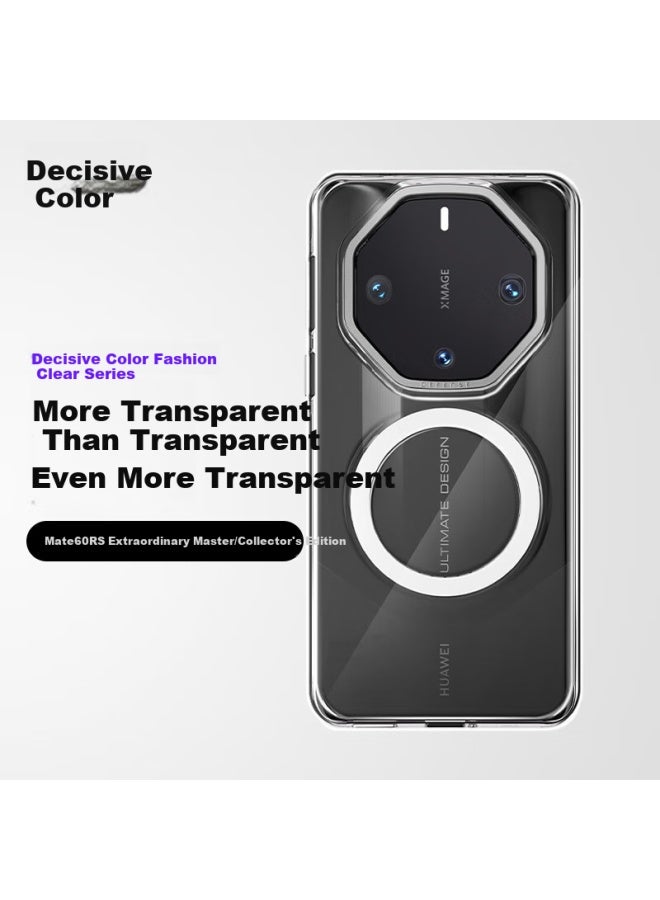 Defense Transparent Fashionable Protective Case For Huawei Mate60 Rs Porsche Design, Ice Gold Simple Full Coverage High-definition Protective Case, Fresh And Clean Design With Magnetic Heat Dissipation For Women - Image 1