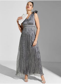 True Decadence Crinkle Organza Bow Shoulder Maxi Dress  - Image 4
