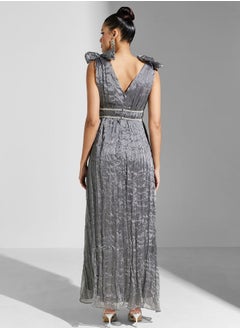 True Decadence Crinkle Organza Bow Shoulder Maxi Dress  - Image 2