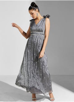 True Decadence Crinkle Organza Bow Shoulder Maxi Dress  - Image 1