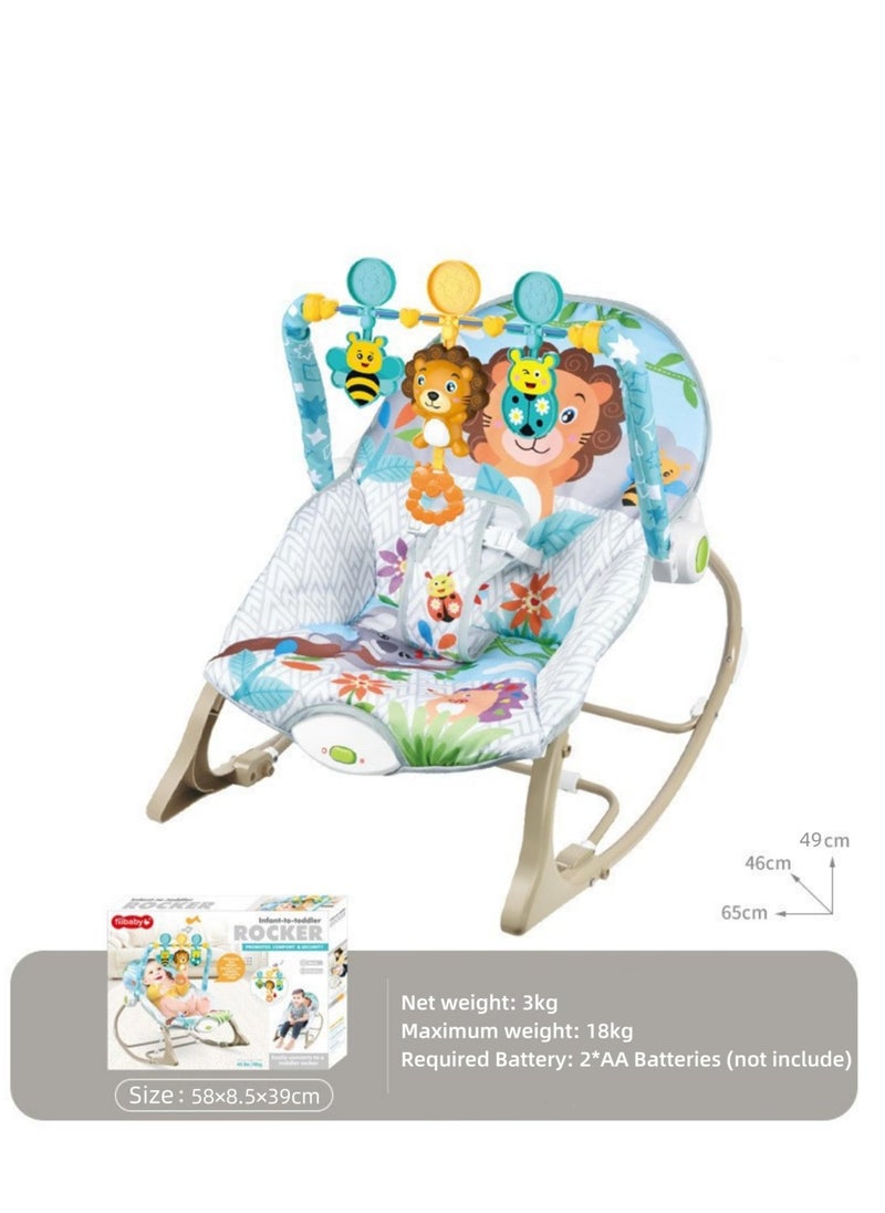 Baby Rocking Chair, 3 Gears Adjustable Seat, Multi-Function Music Vibration Rocking Baby Bouncer, Sitting and Lying, 2-in-1 Foldable Baby Swing for 0-36 Months