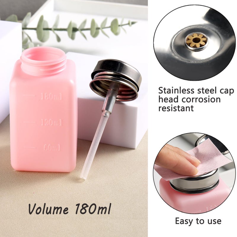 FSpronail Pump Dispenser 180ml Metal Push Down 200Pcs Lint Free Nail Wipes Alcohol Eye Makeup Remover Empty Bottle for Nail Polish Remover - Image 3