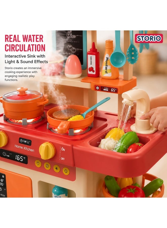 Storio Toys Kitchen Set for Kids Girls Big Cooking Set Light and Sound Pretend Play Toy Battery Operated with Accessories, acrylonitrile butadiene styrene, Pink - Image 4