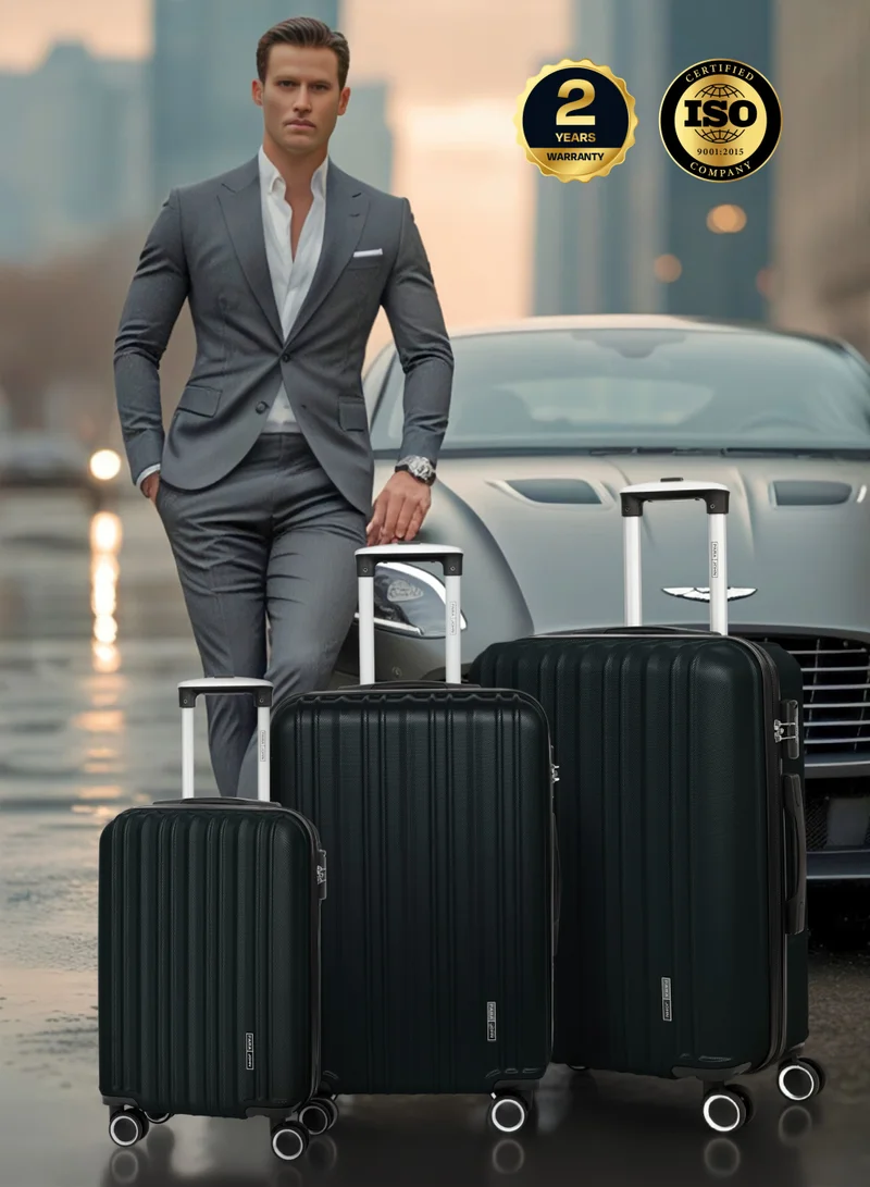 Parajohn SET OF (THREE) Series Set of 3 Luggage | Lightweight Small 10KG, Medium 20KG & Large 30KG ABS 4 Wheels Trolley Hardsided Travel Suitcase - Army Green  | Best Price UAE