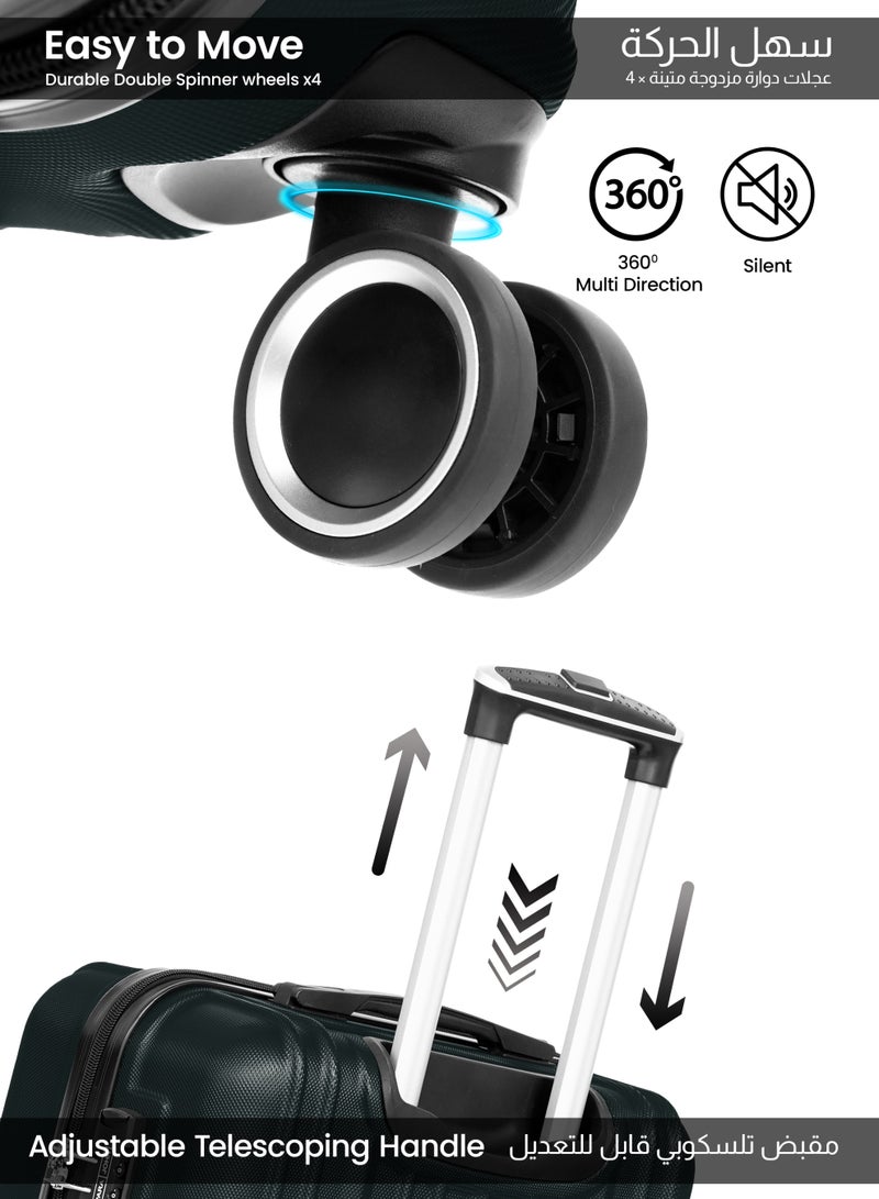 بارا جون طقم سفر  قطع | خفيف الوزن صغير  كجم، متوسط  كجم، كبير  كجم بعجلات  صلبة عربة حقائب سفر - أخضر زيتوني - Image 3