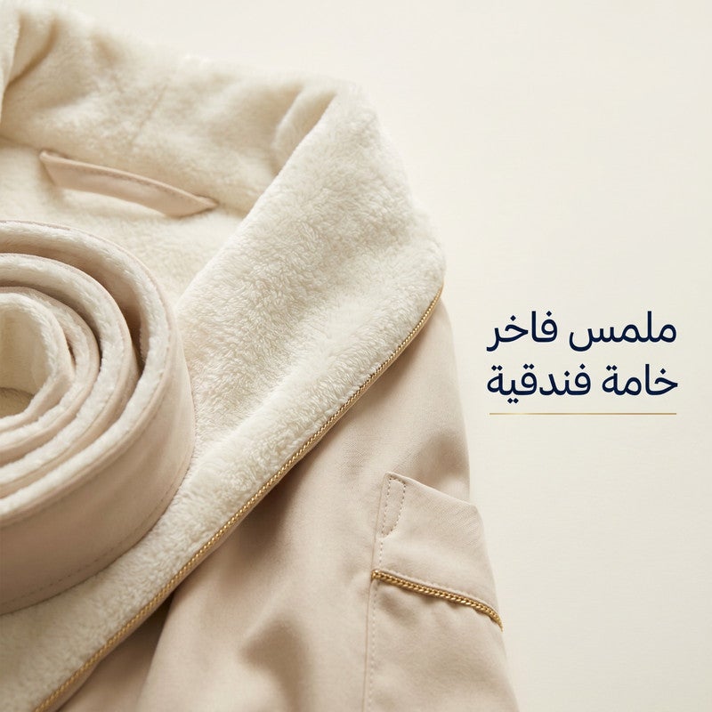 TM HOME Original TM Home Products - Royal VIP Unisex Bathrobe - Beige - Ultra Absorbent Microfiber Inner with Natural Satin Cotton Outer - Luxury Hotel Style Robe - Image 5