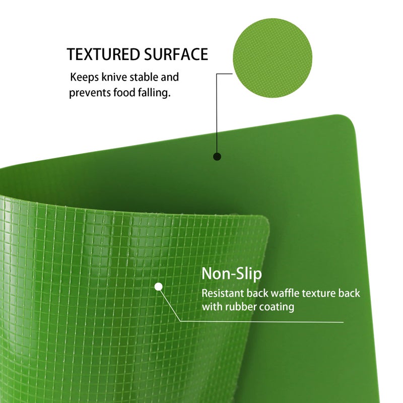 ZVP Plastic Cutting Board for Kitchen Set of 5, Flexible Cutting Mats with Food Icon, Gradient Color Chopping Boards, BPA Free, Non Slip, Dishwasher Safe, 15Ã—12 IN,Green Multi-Color - Image 3