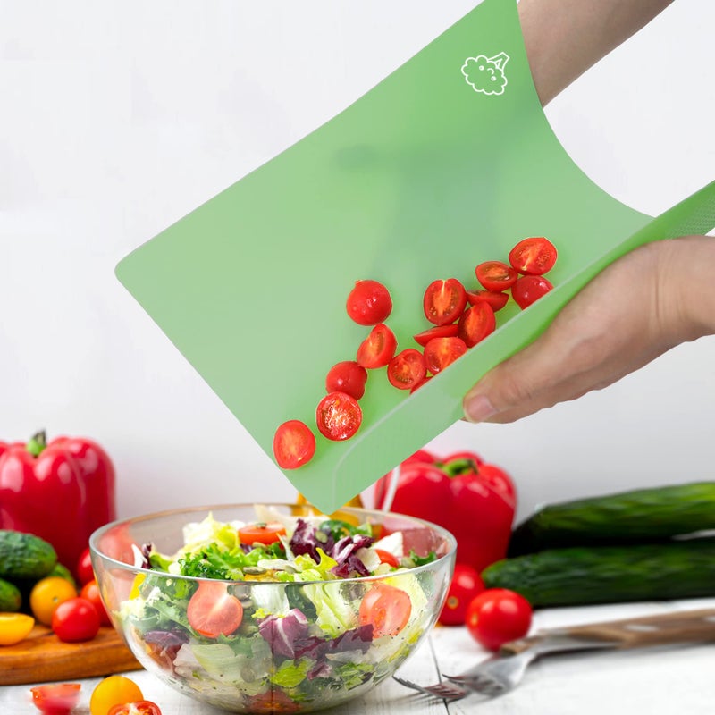 ZVP Plastic Cutting Board for Kitchen Set of 5, Flexible Cutting Mats with Food Icon, Gradient Color Chopping Boards, BPA Free, Non Slip, Dishwasher Safe, 15Ã—12 IN,Green Multi-Color - Image 4