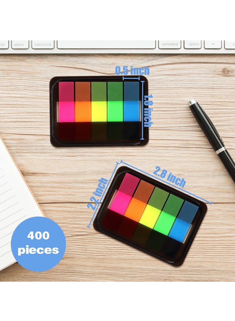 Sticky Index Tabs File Tabs, 400Pcs File Writable Index Tabs, Book Marker Sticky Notes Tabs Labeling and Organizing Documents, Papers, File Folders, Books(5 Colours)