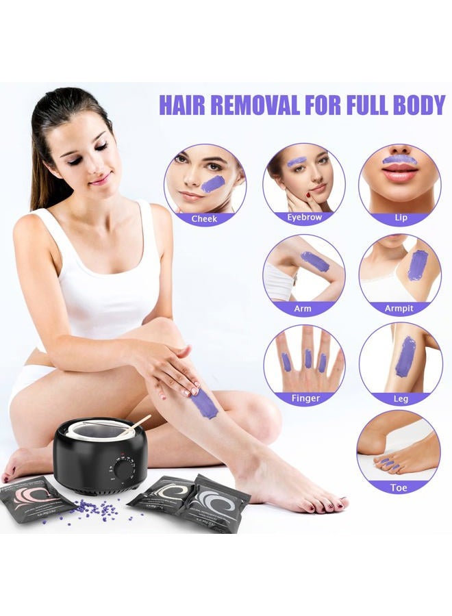 TIKESI Waxing Kit - TIKESI Wax Warmer for Hair Removal, Hard Wax Kit with 14oz 5 Bags Hard Wax Beans for Full Body, Legs, Face, Eyebrows, Bikini, Brazilian Waxing Kit for Women Men - Image 5