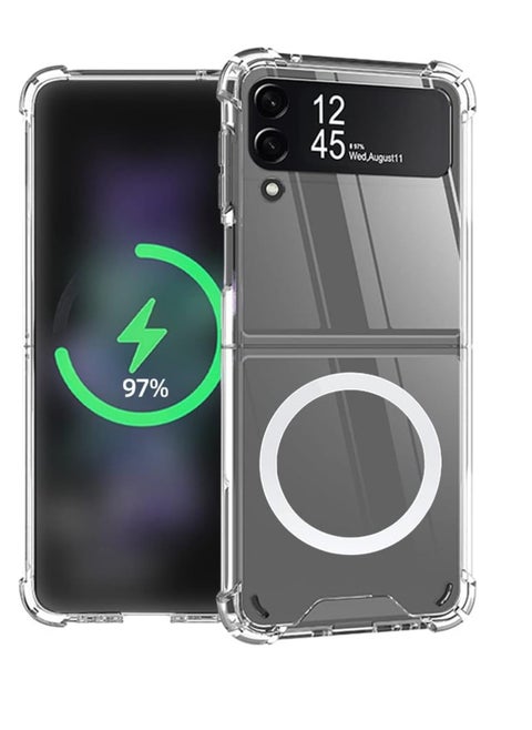 Ten tech Magnetic Clear Case Designed Samsung Galaxy Z Flip 3 – Compatible with MagSafe Charger, Support Magnetic Car Mount Wireless Charging, Soft Press Buttons Scratch Resistant – ten tech