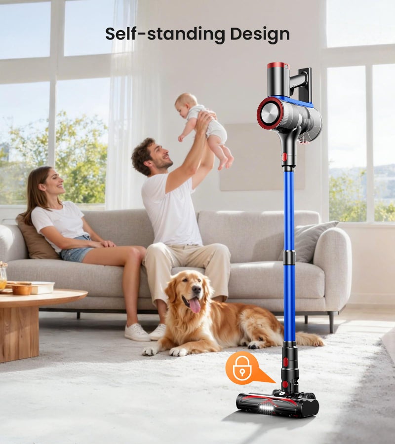 NADALY Cordless Vacuum Cleaner, 550W 45Kpa 65Mins Vacuum Cleaners for Home, Stick Vacuum with LED Display, Anti-Tangle, Self-Standing, 8-in-1 Lightweight Vacuum for Hardwood Floor/Carpet/Pet Hair - Image 3