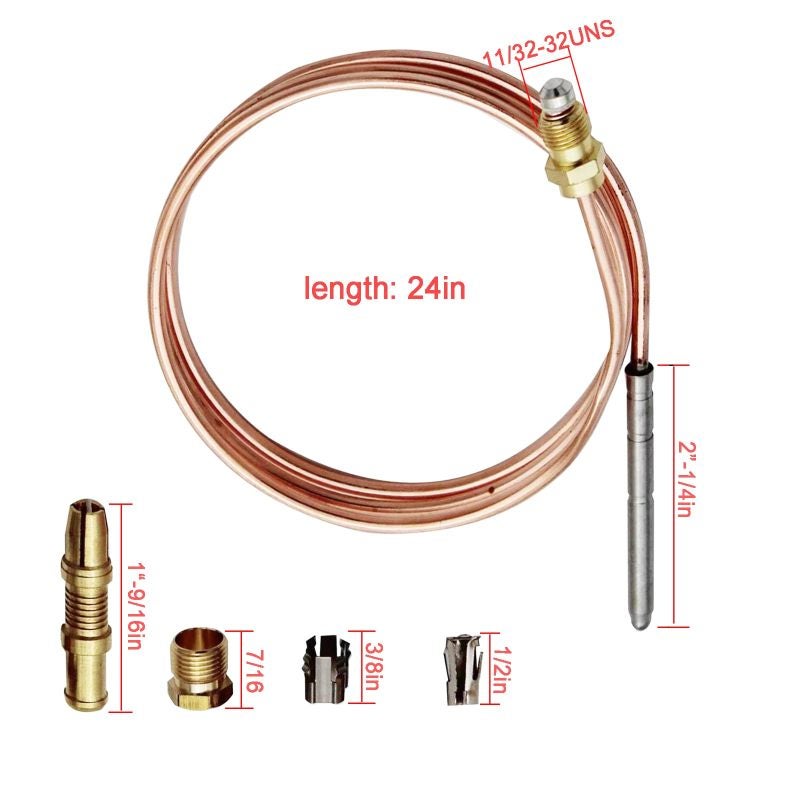 Universal Thermocouple 24-Inch 600mm Snap-Fit Copper Lead - Seamless Installation Replacement Thermocouple for Gas Furnace - Automatic Gas Shutoff Safety Pilot Burner for HVAC Systems - Image 5