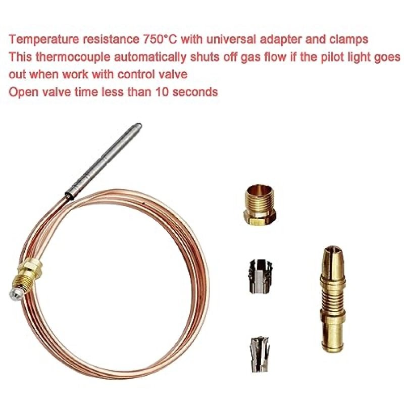 Universal Thermocouple 24-Inch 600mm Snap-Fit Copper Lead - Seamless Installation Replacement Thermocouple for Gas Furnace - Automatic Gas Shutoff Safety Pilot Burner for HVAC Systems - Image 3