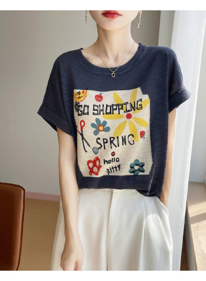 MIIOW New Knitted Sweater For Women, Sunflower Embroidered Sleeveless T-Shirt, Round Neck Loose And Breathable Top - Image 1